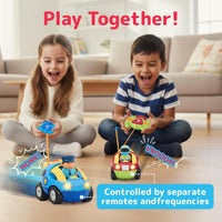 PREXTEX 2 Pack Cartoon Remote Control Cars for Toddlers - Race Car/Police Car - image 3