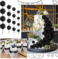 48 Pcs Balls Cake Topper Decorations Balloon Cupcake Toppers Foam - B03-black - image 4