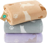 Luciphia 3 Pack Cute Dog Blankets Soft Fleece for Small Puppy Cat - Catnap Crew / 30x20 inch (Pack of 3)