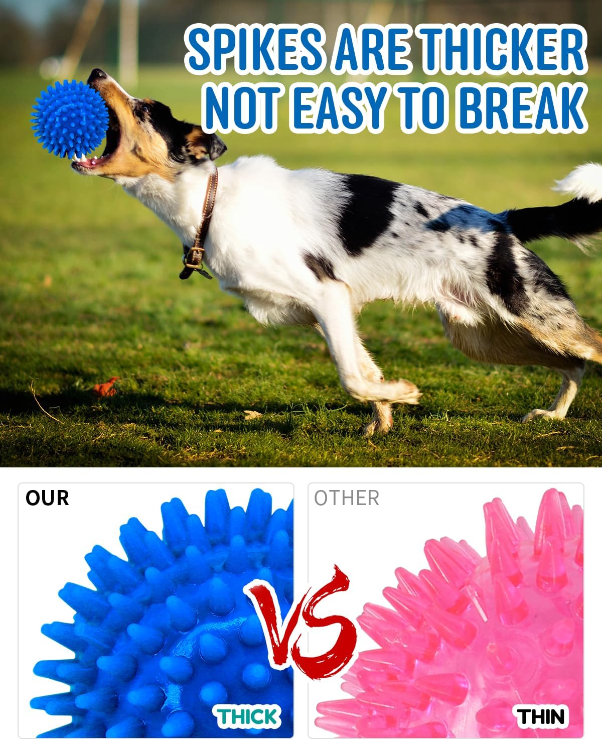 Pweituoet 4.5” Heavy Duty Squeaky Dog Balls for Medium Large Dogs - 4.5"red and blue - image 4
