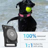Airtag Dog Collar - 100% Waterproof Air tag Dog Collar Holder for Apple AirTag, Reflective, Soft Padded, Everlasting, GPS Dog Collar for Small Medium Large Dogs (Hot Pink, L)