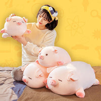 CHDGIOHA 15.7 inch pink kawaii pig stuffed animal plush pillow with round eyes - view 5