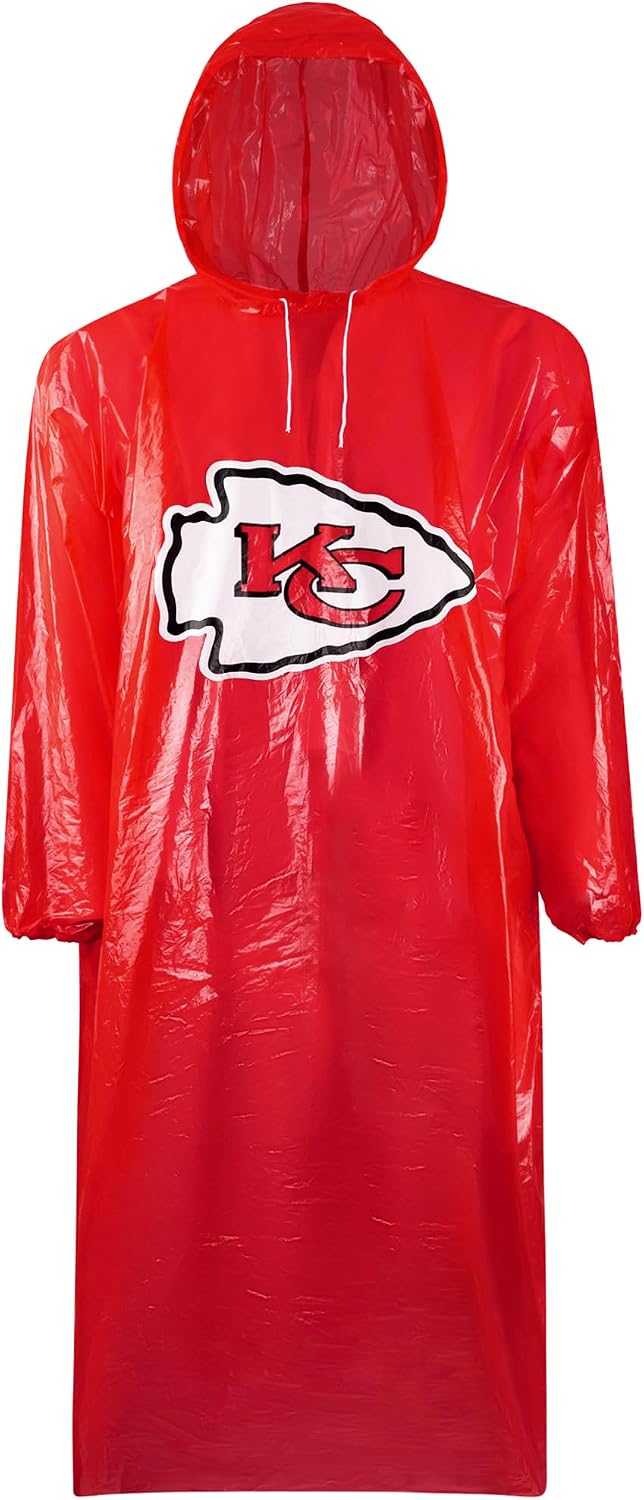 NFL Waterproof Rain Poncho for Adults, Sporty - Kansas City Chiefs / Kansas City Chiefs