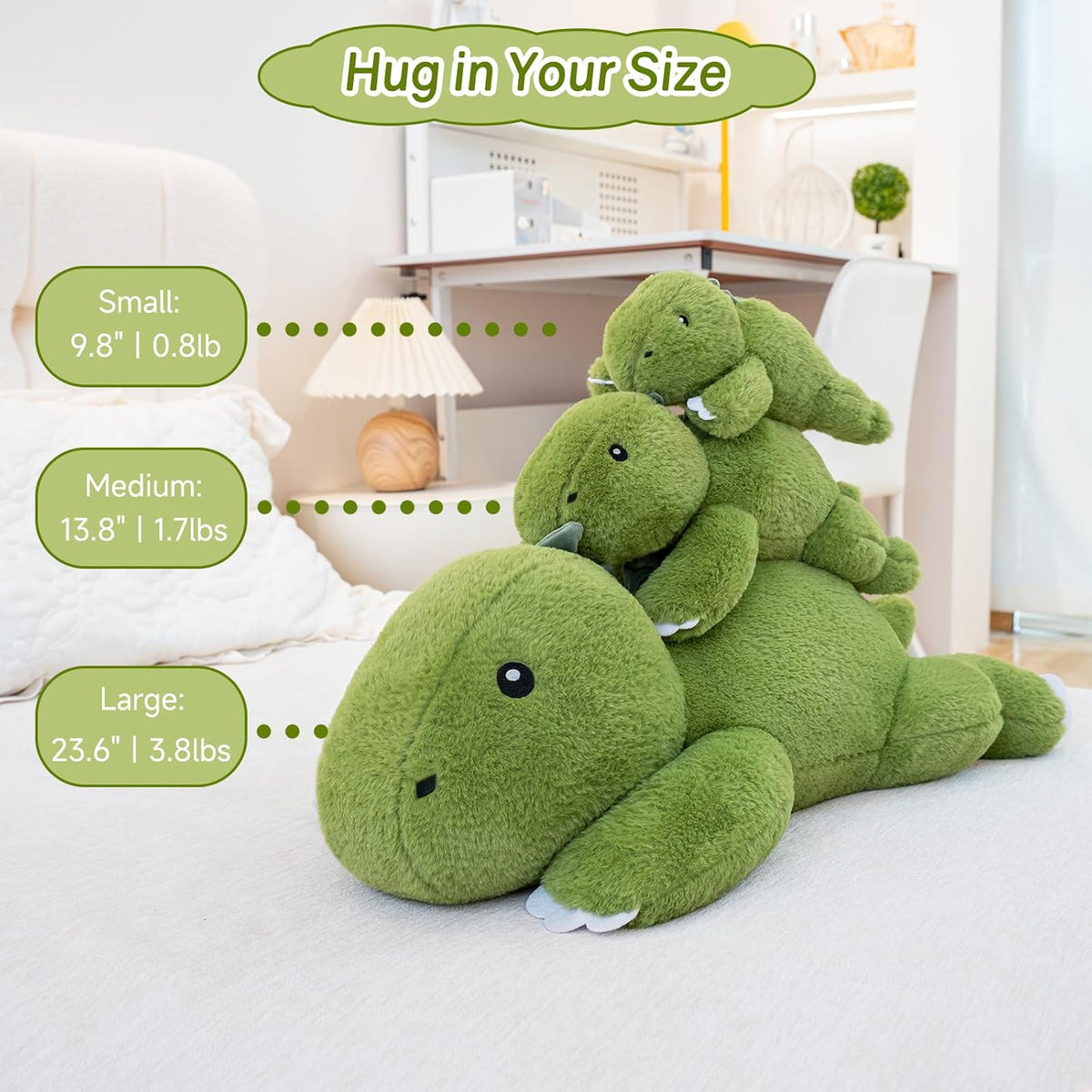 SQEQE Weighted Stuffed Animals Capybara Plush - Dinosaur / Small(9.8 Inch) - image 3