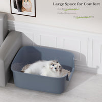 Vealind Large Cat Litter Box High Sided Entry Cat Litter Pan 50 x 40 - Grey - image 4