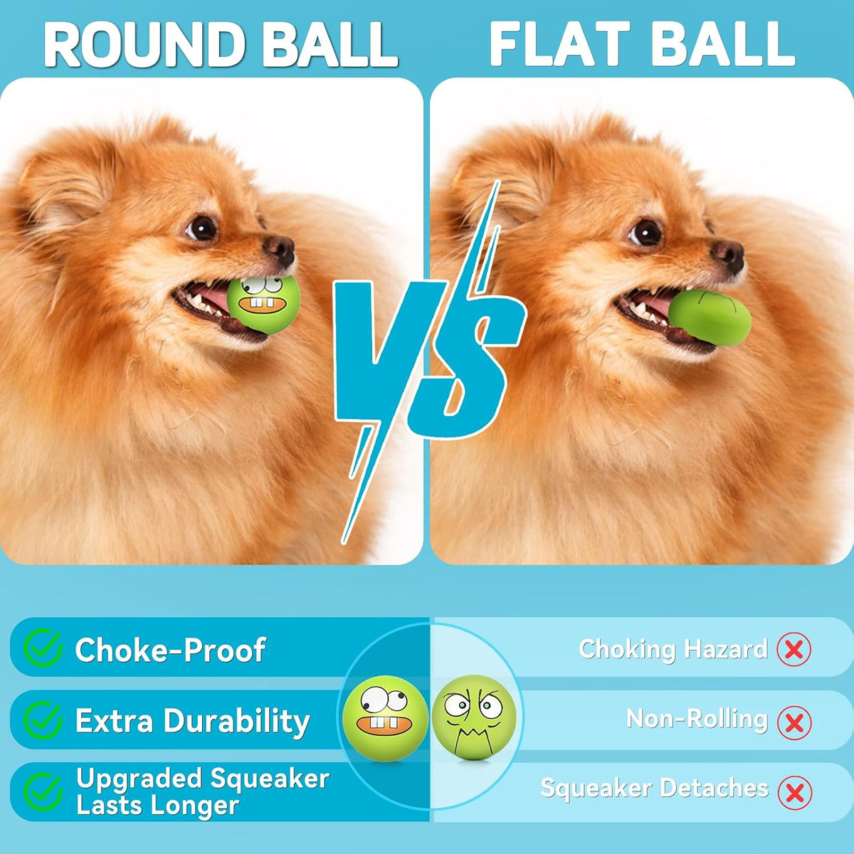 Squeaky Dog Toys Soft Latex Rubber Squeaky Dog Balls for Puppy Small - image 2