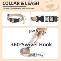 PUPTECK Dog Harness, Collar and Leash Set No Pull for Small Medium Sized – Essentials for Dogs - Beige / S (CHEST 14.5"-16") / Patterned Harness Collar and Leash Set - image 4