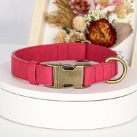 Didog Soft PU Leather Dog Collar, Stylish Quick Released Dog Collar for Large Dogs, Easy Clean Adjustable Pet Collar for Daily Walking, Red, L Fit 15-23" Neck