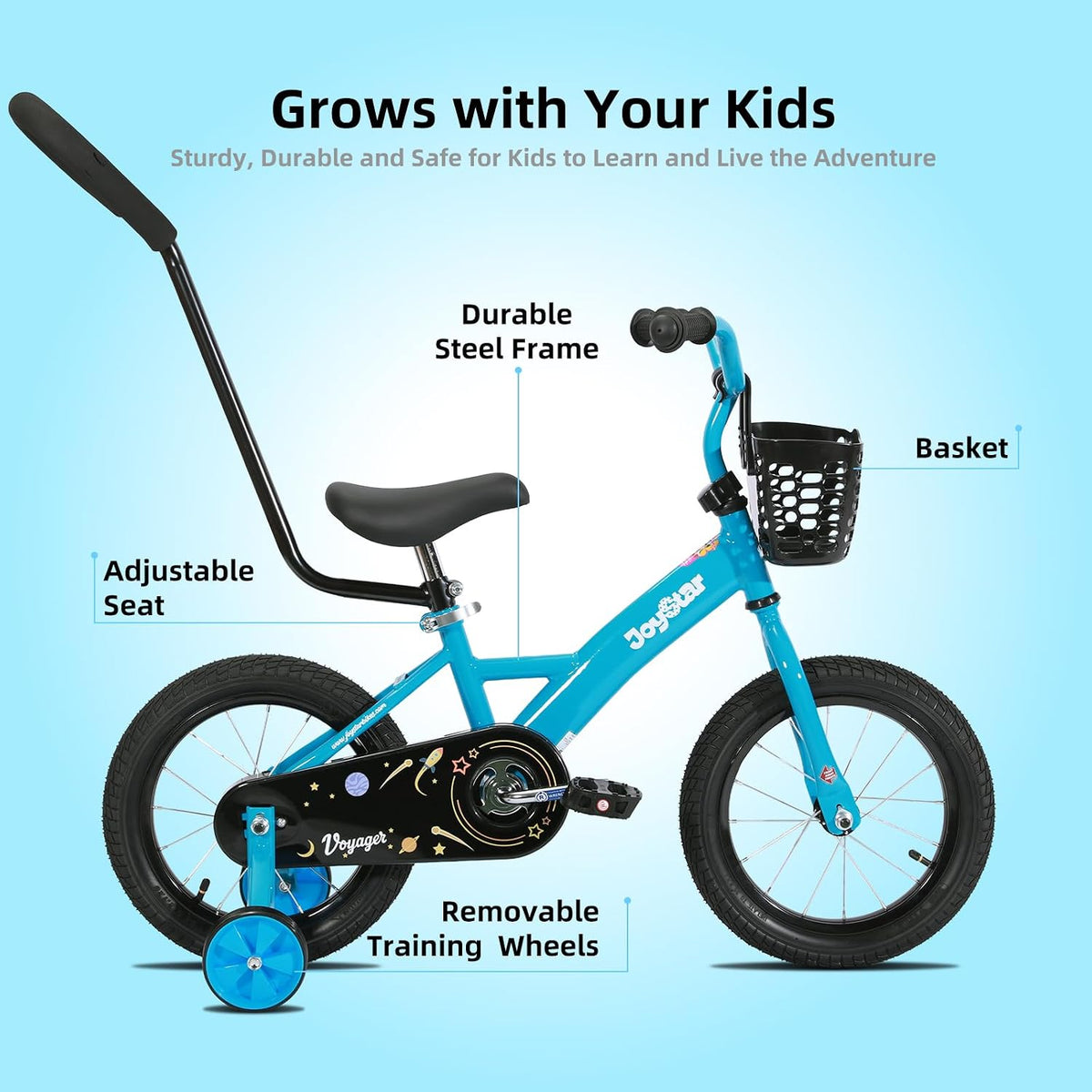 JOYSTAR 10" 12" 14" 16" Kids Bike for Boys and Girls Ages 1-7Y – Fun for Kids & Family - Blue / 14 Inch with Training Wheels - image 2