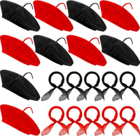 Laumoi felt French berets and polyester painter scarves in assorted colors - view 2