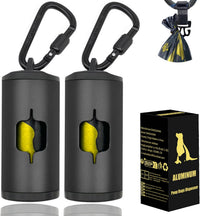 Metal Dog Poop Bag Holder 2-Pack w/Leash Clip - Dark / 2 Holders 30 Bags