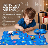 hahaland Dinosaur Puzzle Racer Car Track Set for 3+ Year Old Boys - image 2