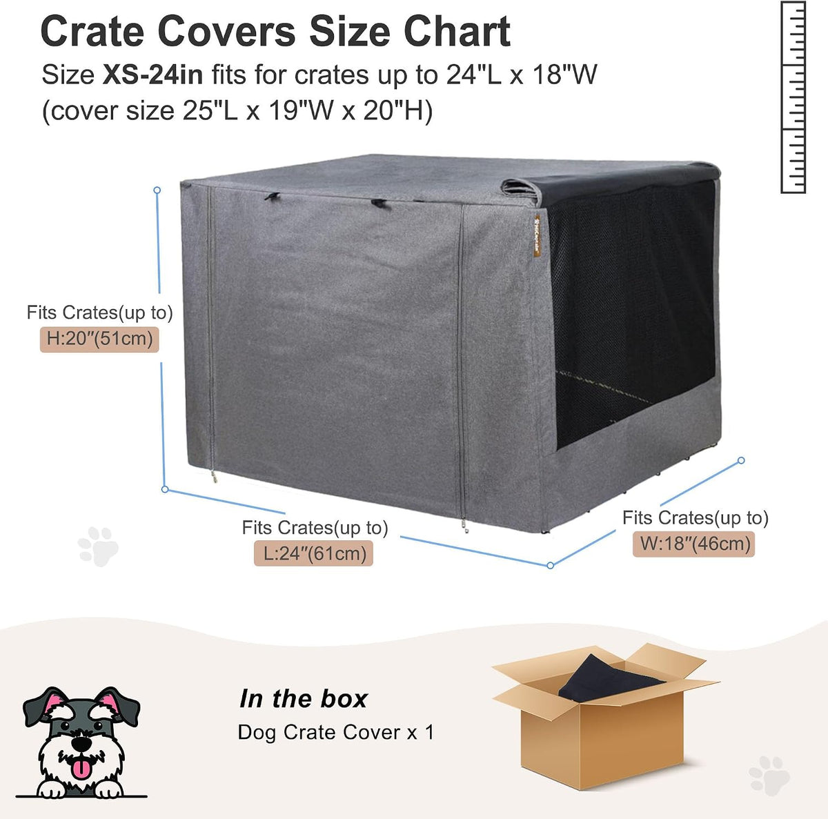 42-Inch Dog Crate Cover with Mesh, Waterproof Kennel Cover - 24.0"L x 18.0"W x 20.0"H / Grey - image 3