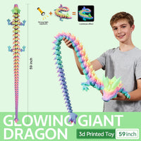 3D Printed Dragon 24 Inch - Luminous Rainbow / 59in - image 3