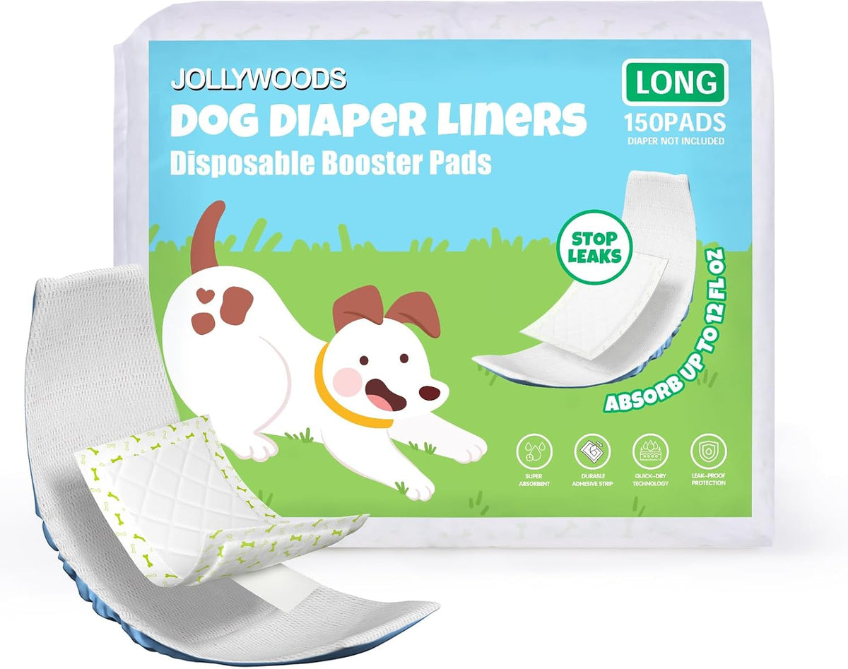 Jollywoods Dog Diaper Liners 150Pcs - Long-150Count