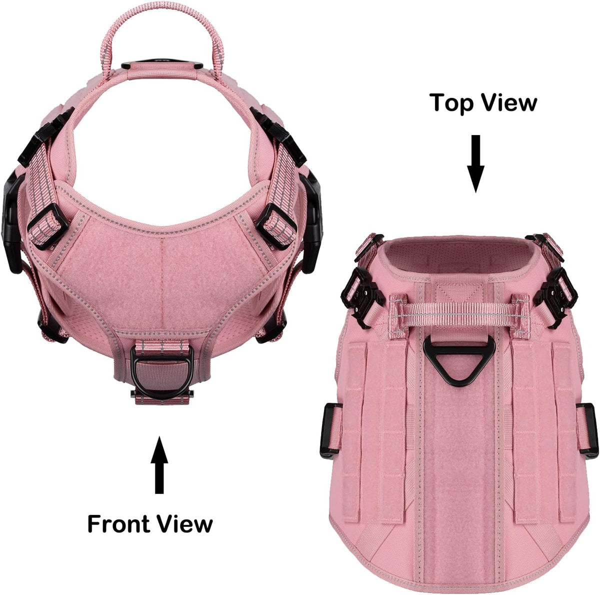 Tactical Dog Harness for Large Dogs, Reflective No Pull Dog Vest - Small (Pack of 1) / Pink - image 3