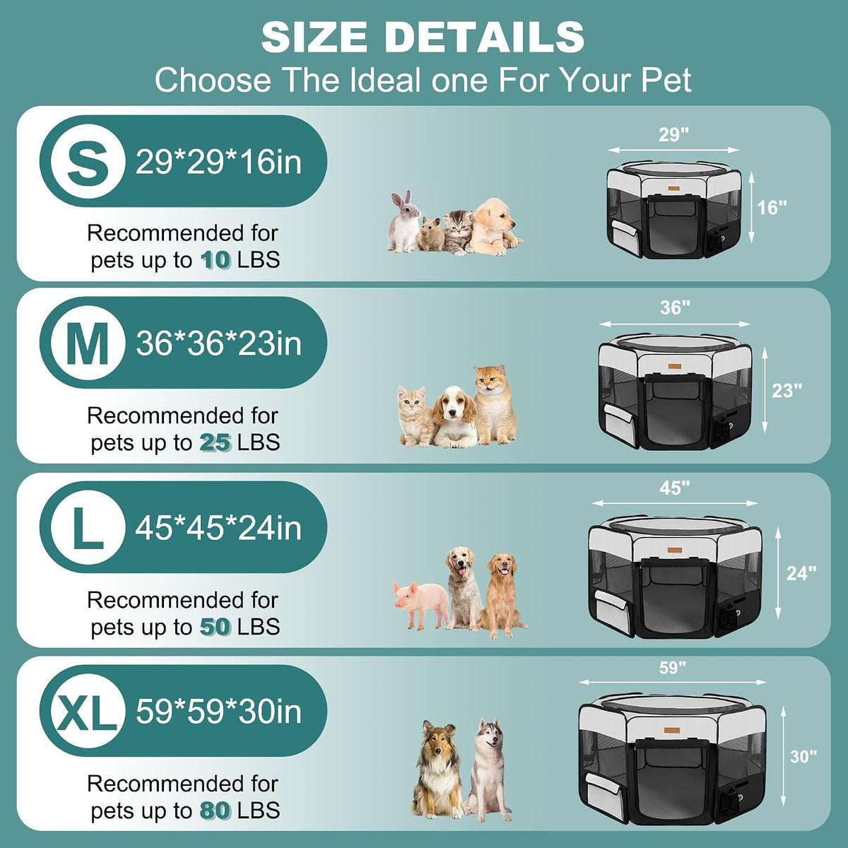 Akinerri Portable Dog Playpen - Medium / Black - image 2
