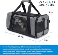 Wakytu TSA & Airline Approved Soft Pet Carrier for Cats/Dogs - 17.7"L x 11.0"W x 8.3"H / 1.0 Grey - image 2