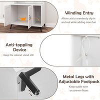 PETSITE Cat Litter Box Enclosure with Storage Shelf, 52 Inches Tall Modern Wooden Hidden Litter Box Furniture with Storage Shelving, Ideal for Indoor Cats (White)