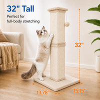 Cat Scratching Post for Indoor Cats - Cream Beige / Scratcher with Ball - image 2