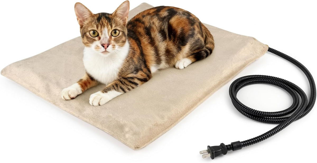 NICREW Cat Heating Pad, Consistent Heat, 17.7"x15.7", 30W - Khaki / 17.7"L x 15.7"W x 0.4"Th