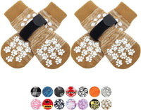 Anti Slip Dog Socks to Prevent Licking Paws - Medium (4 Count) / Khaki