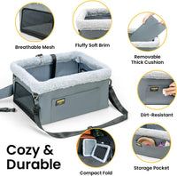 Conlun Dog Car Seat Booster, Steel Frame Anti-Collapse - Grey / 2 Pack-Small Dogs under 20lbs - image 2