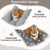 15"x14" Soft Plush Rabbit Bed Washable Cuddle Mat for Small Pets – Daily Care for Small Pets - Grey Stars / Medium - image 3