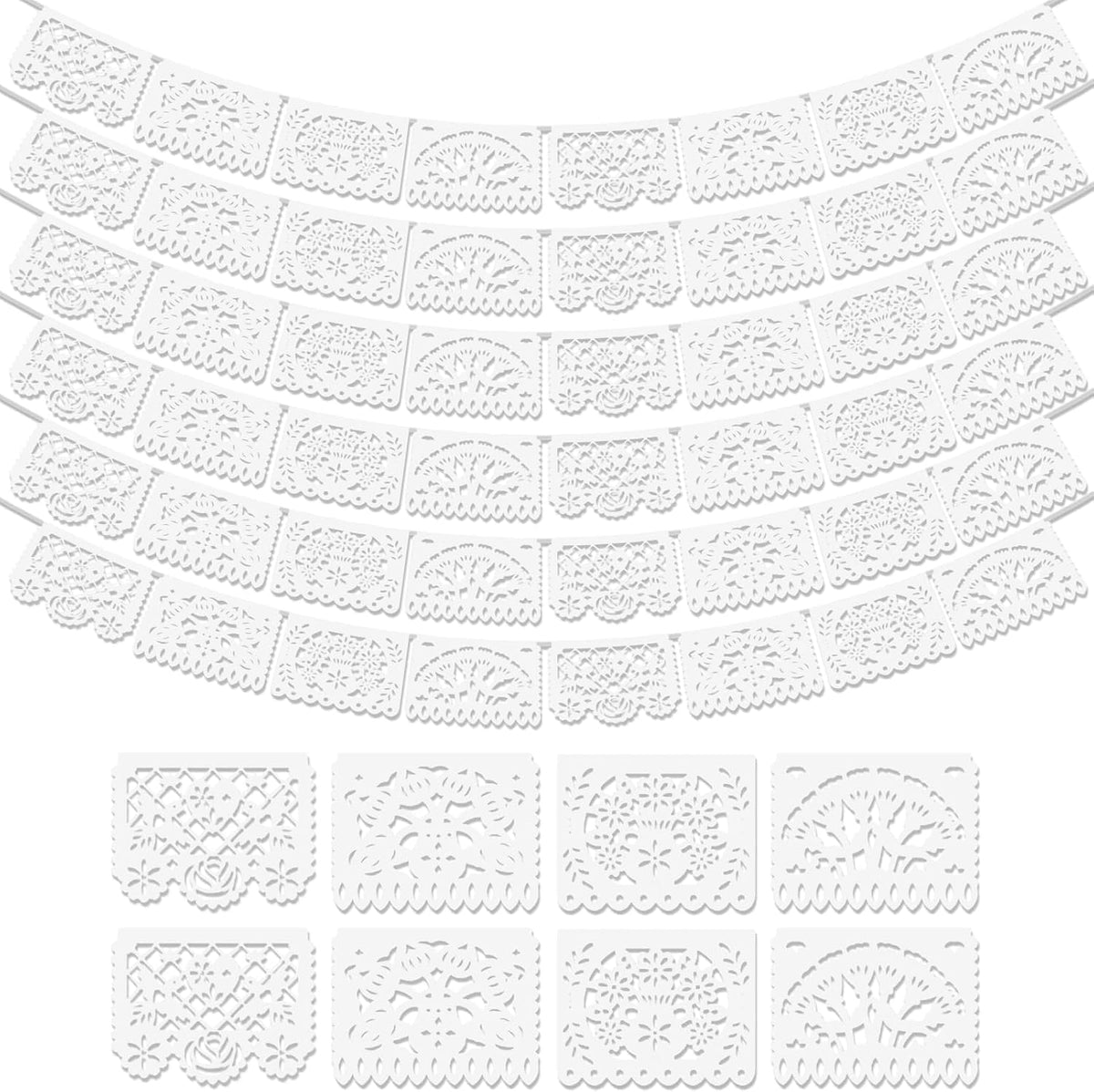 Asoulin 6 PCS Papel Picado Dia De Los Muertos - White