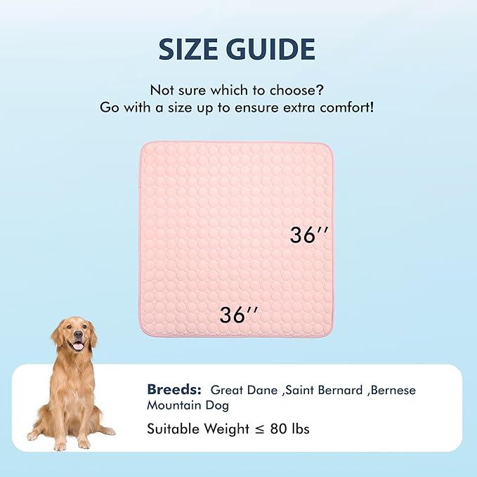 MICROCOSMOS Summer Cooling Mat & Sleeping Pad- Water Absorption Top, Materials Safe, Easy Carry, EZ Clean. Keep Cooling for Pets, Kids and Adults.(Pink, 36" x36")