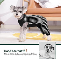 Kuoser Dog Recovery Suit, Anti Licking Dogs Rear Leg Sleeve, Abdominal Dog Surgical Suit with Pants Cover Protect Wounds, Dogs Elbow Protector Soft Pet Surgery Onesie Cone Alternative, Black L