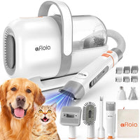 Afloia 6-in-1 Dog Grooming Kit, Pet Grooming Vacuum for Shedding, Dog Hair Vacuum with Clipper Nail Trimmer Grinder, Pet Brush Groomer at Home, Low Noise Cats Hair Remover, 1.5L Dust Cup, White