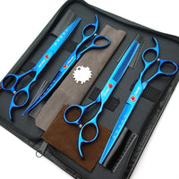 7.0in Titanium Professional dog Grooming Scissors set - Blue - image 3