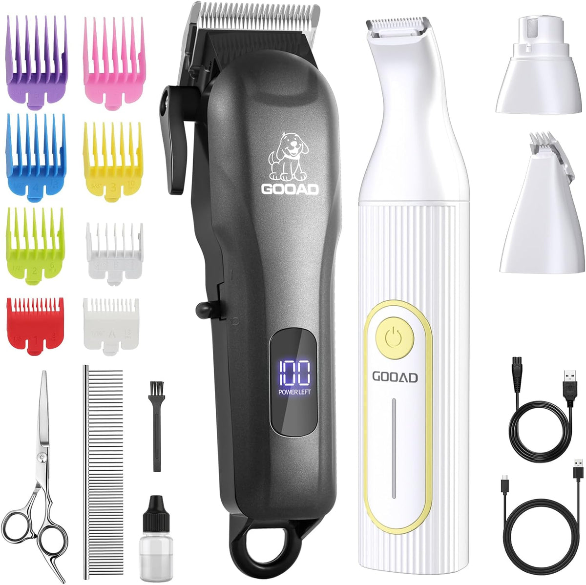 Dog Clippers Grooming Kit with Paw Trimmer - Black