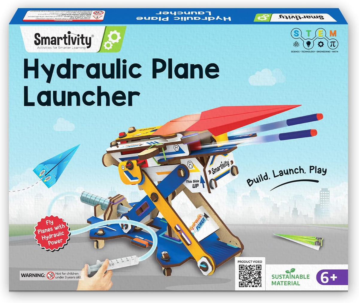 Smartivity 2in1 Hydraulic Aeroplane & Dart Launcher STEM Kit Ages 6-14 – Fun for Kids & Family - Hydraulic Plane Launcher