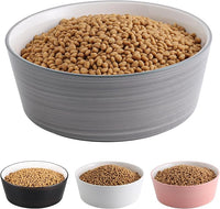 Grey White Dog Bowl Ceramic for Medium Large Breed, Heavy Weighted Dog Food Water Feeder Dish, 8 in Non - Slip Modern Cute Extra Big Porcelain Pet Bowl Maze Wide Mouth