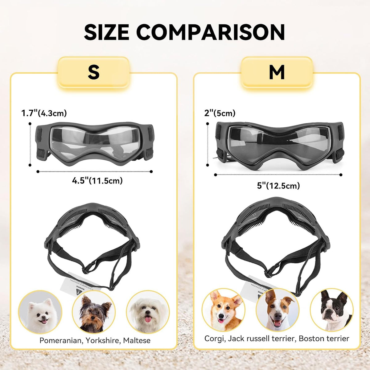 Dog Goggles Small Breed, Dog Sunglasses UV Protection Puppy Eyewear for Small Pet Outdoor Riding - Small / Black - image 4
