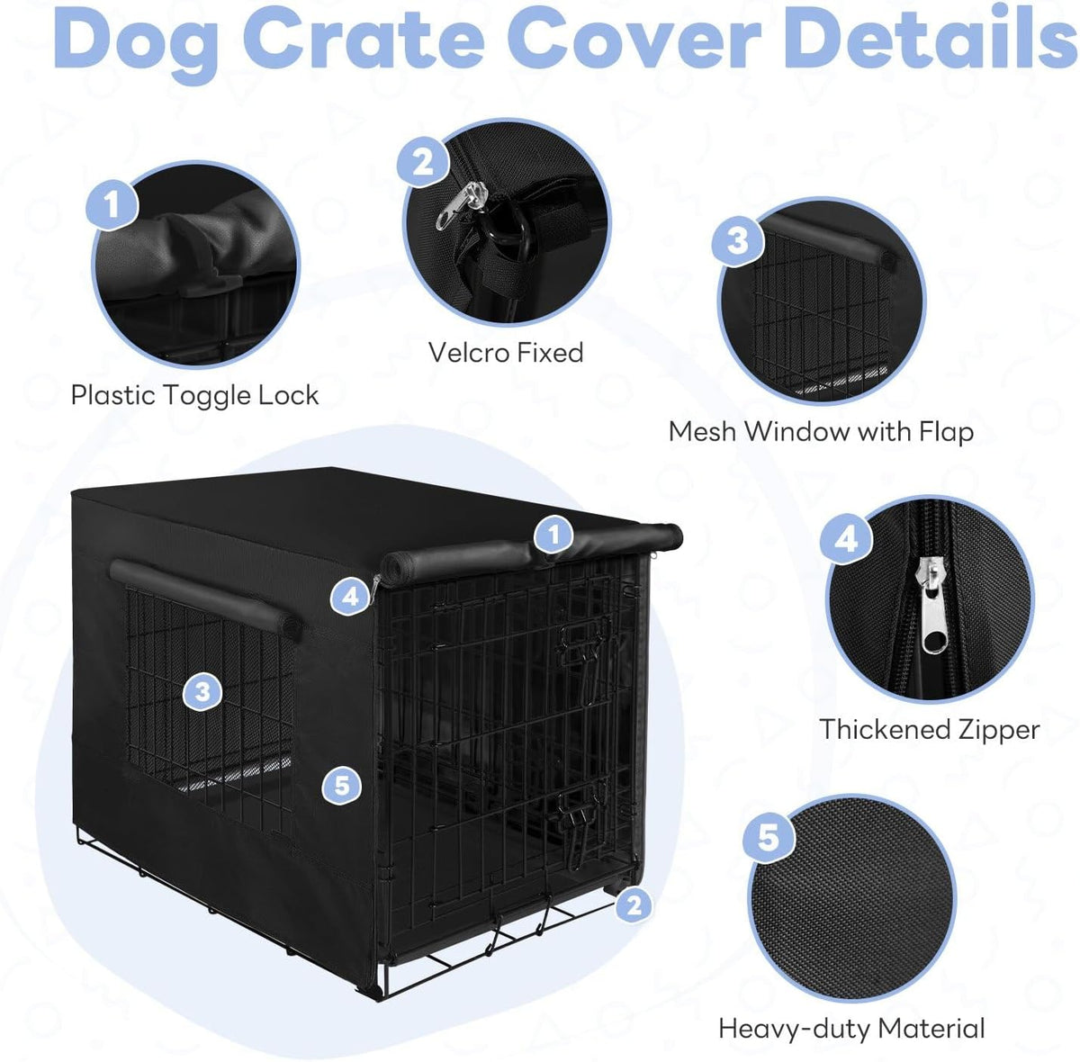 Dog Crate Cover, Kennel Covers Fit for 30 Inch Dogs Crate - Black (with window) / 36 Inch - image 3