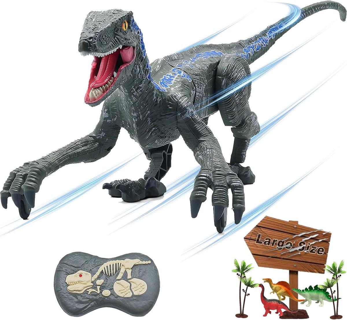 MAMABOO Remote Control Mosasaurus Dinosaur Toys for Boys Kids - Blue