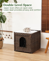 Cat Litter Box Enclosure Furniture, Hidden PE Rattan - Brown / XL - image 3
