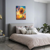 Sunflower Wall Art Canvas Yellow Floral Wall Decor Prints Framed Painting Pictures Gifts Artwork for Bathroom Bedroom Living Dining 16"x24"