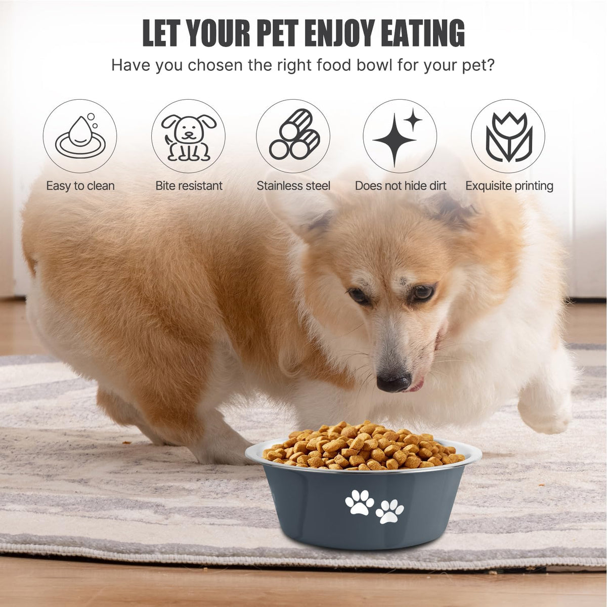 Stainless Steel Dog Bowls - Grey / 6.6 Cups/53 OZ - image 3