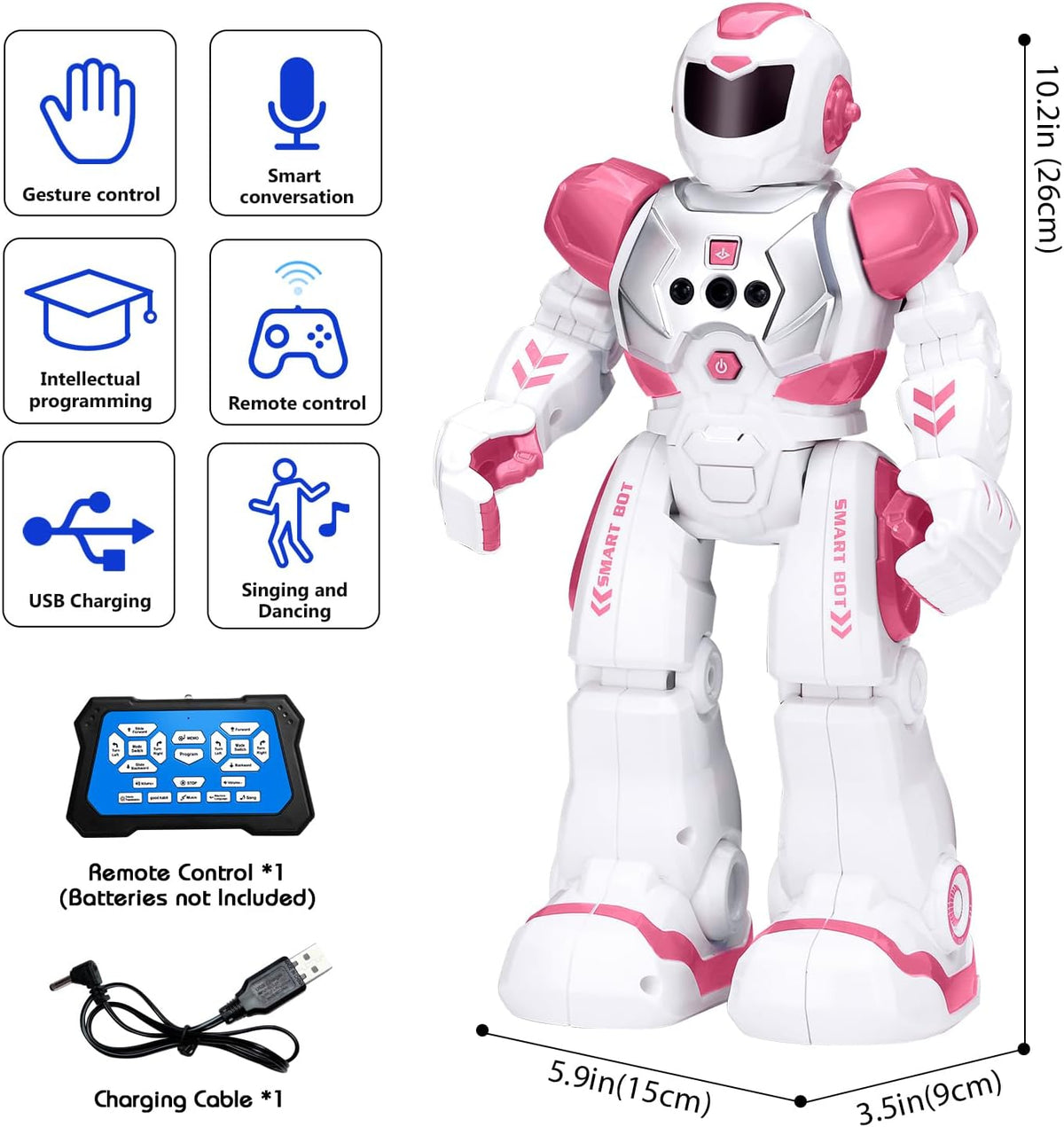 KingsDragon Robots Toy for Kids - Pink - image 3