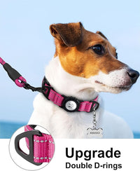 TagME Airtag Dog Collar,Waterproof Reflective Pet Collar with Airtag Holder,Soft Padded and Double D-Rings for Small Dogs,Hot Pink