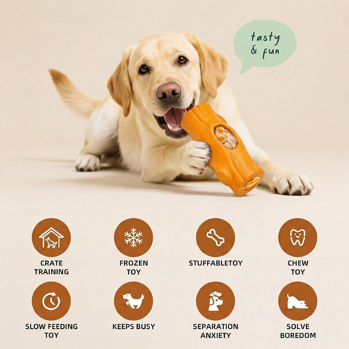 Durable Dog Puzzle Toy for Medium/Large Dogs – Essentials for Dogs - Yellow & Brown / Tree stump 2 Pack - image 4