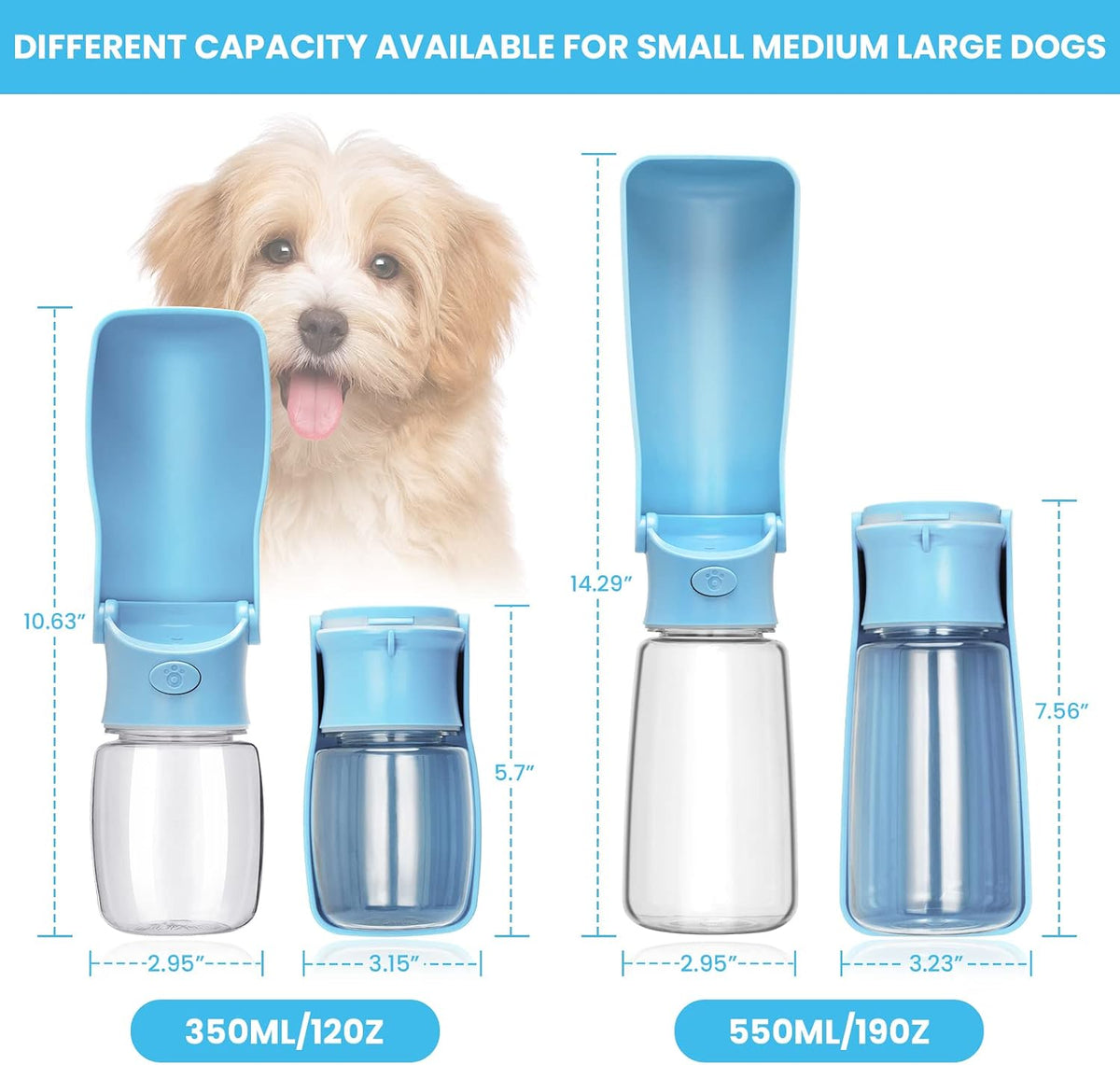 Portable Dog Water Bottle - SkyBlue / 19oz - image 3