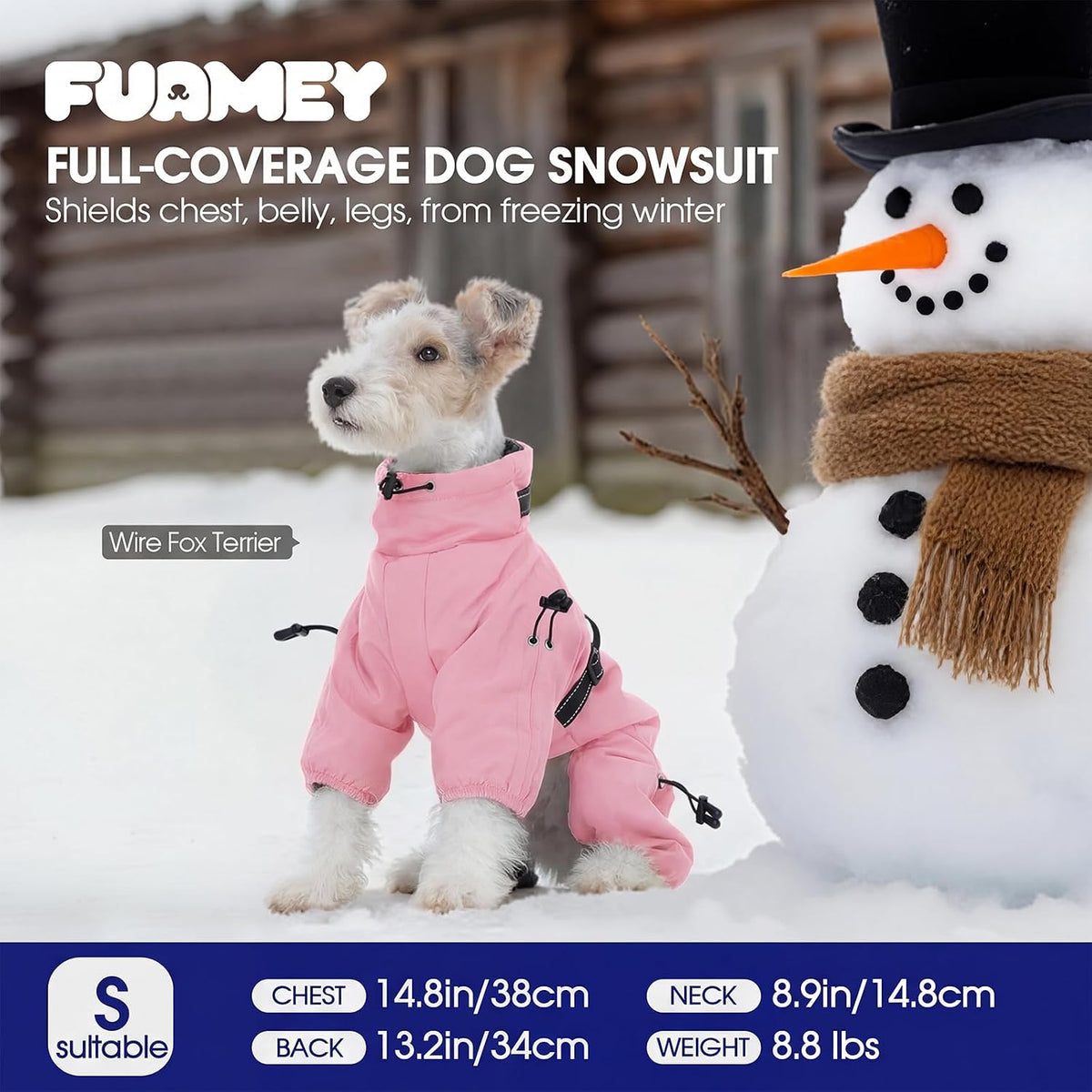 Full Body Dog Coat,Warm Dog Fleece Jackets with Harness Built in Windproof Dogs Snowsuit Zip up Pet - Pink / XX-Large - image 3