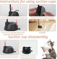 Suction Cup Cat Toys,Interactive Cat Wand with 15Pcs (Feather, Mouse, Butterfly, Worm),Durable Cats Fishing Pole Toy for Indoor Kittens,Fun Stick Toy for Exercise&Play