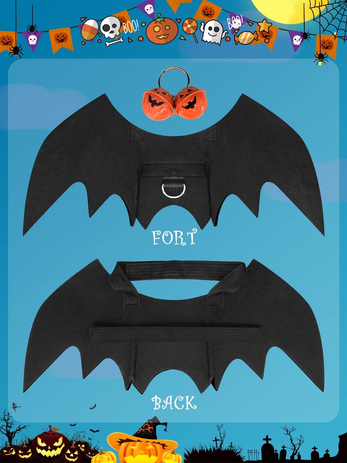 Halloween Dog Bat Wings Costume - Large - image 3