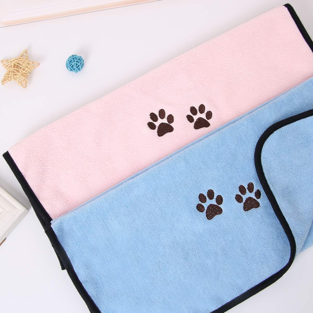 Pet Dog Cat Microfiber Drying Towel Ultra Absorbent Great for Bathing - Pink Blue / 20" x 35" - image 4